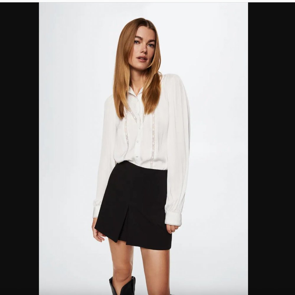 Mango Romantic Ruffle Blouse with lace details